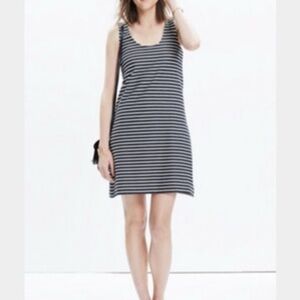 Madewell Women’s Black White Effortless Striped Tank Dress Size XS Minimalist